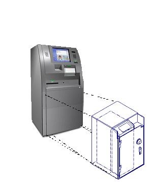 ATM下半部分是个保险柜，里面放着ATM最重要的部件：钞箱和电脑。