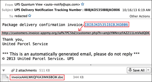 邮件：UPS delivery notification tracking number